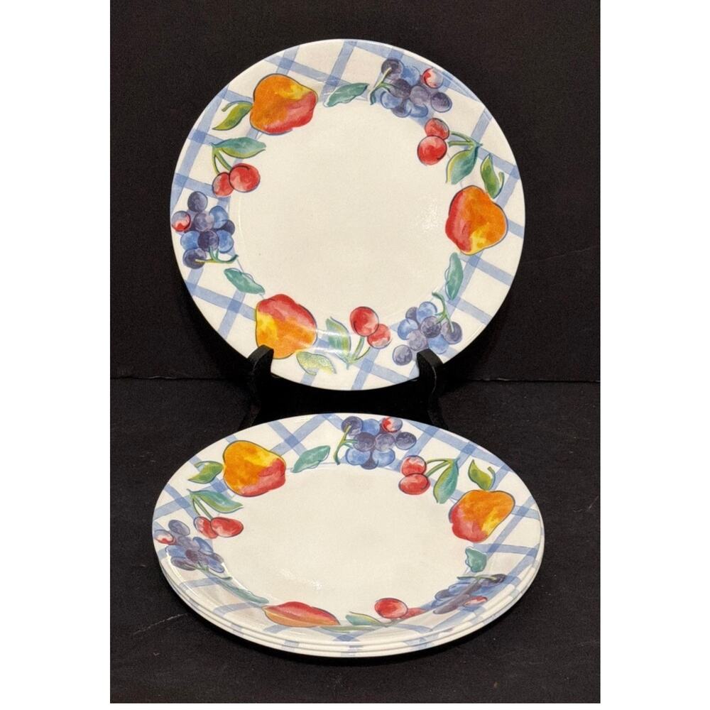 Correlle Fruit Too Dinner Plates By Corning Set of 4 Cottage Farmhouse Cherries